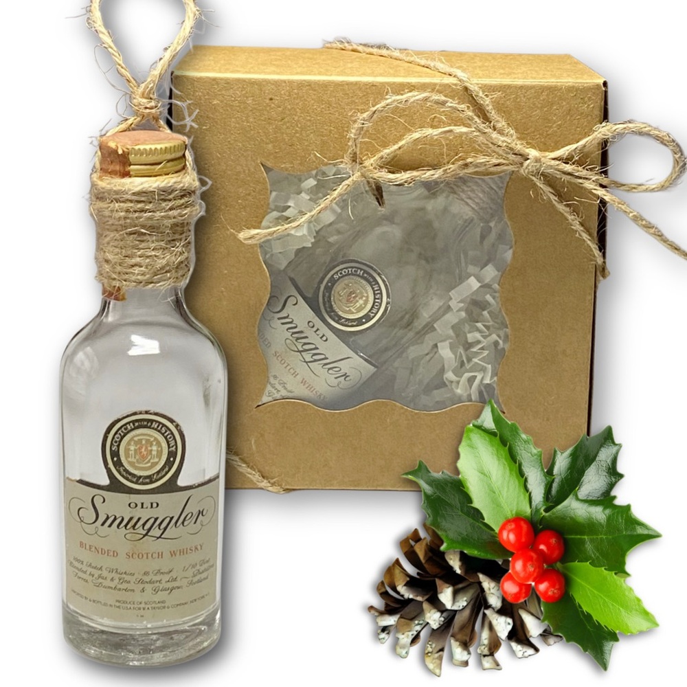 Old Smuggler Scotch Whisky Artisan Vintage Glass Miniature Bottle Ornament